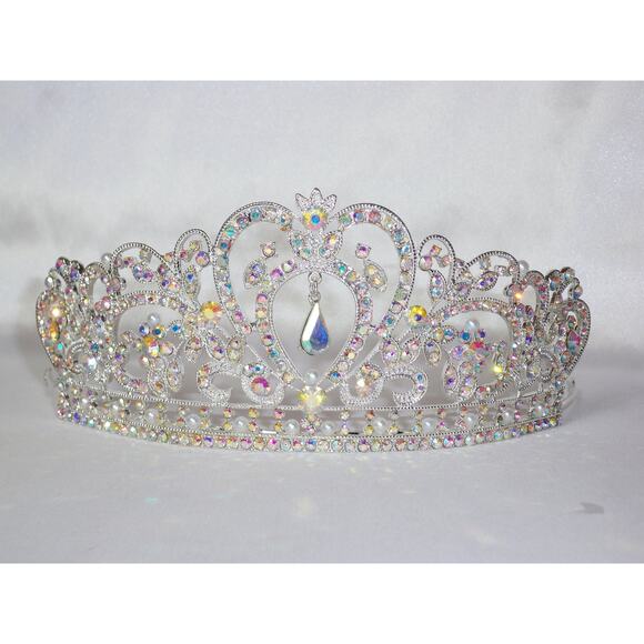 AB Rhinestone Tiara Prom Wedding Birthday Head Piece Crown Head Band Princess